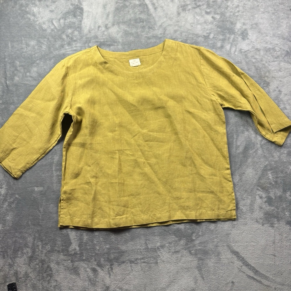 Vikolino Off Green 100% Linen Lagenlook Tunic Top Womens XL